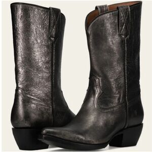 FRYE Dark Pewter Crinkle Western Sacha Mid Pull On Boots Size 6